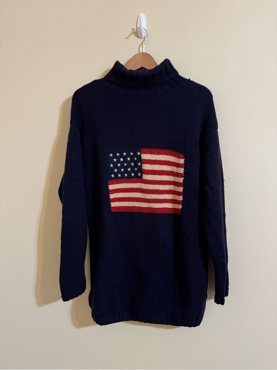 Ralph Lauren Sweaters - Ralph Lauren Country Cashmere American Flag Sweater USA Knit Turtleneck Navy M